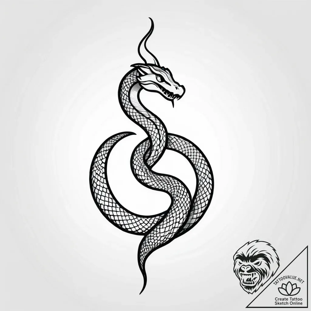 Hollow serpent beneath spectral spire, tattoo... - style Jagger Old - tattoo sketch (09.11.2025 23:27)