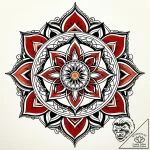Keystone beneath crimson sun, ink illustratio… – style Jaeger Simple – tattoo sketch (09.11.2025 23:58)