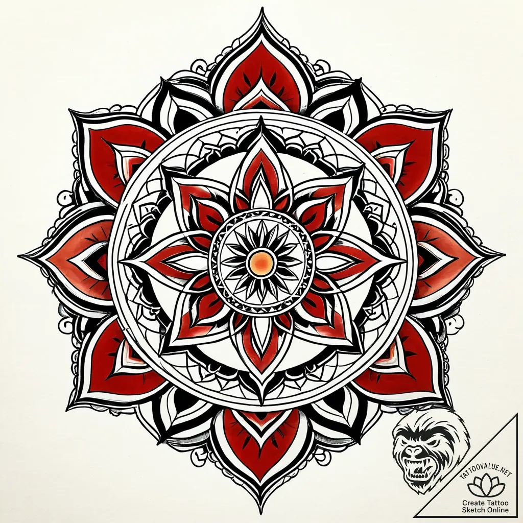 Keystone beneath crimson sun, ink illustratio... - style Jaeger Simple - tattoo sketch (09.11.2025 23:58)