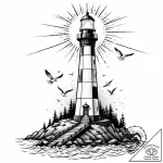 Tattoo sketch, lighthouse beam cutting throug… – style Jaeger Mini – tattoo sketch (10.11.2025 00:03)