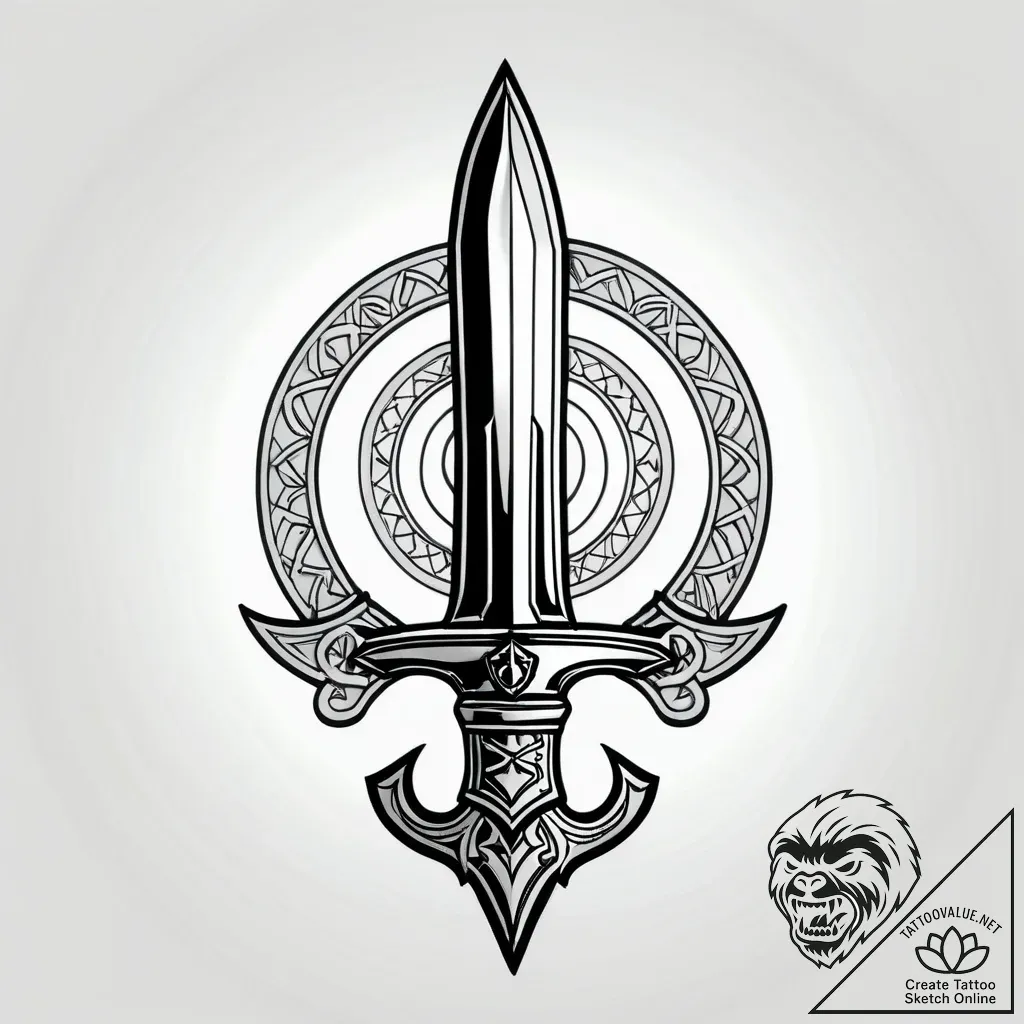 Dagger through lunar emblem, artistic tattoo... - style Jagger Old - tattoo sketch (10.11.2025 00:03)