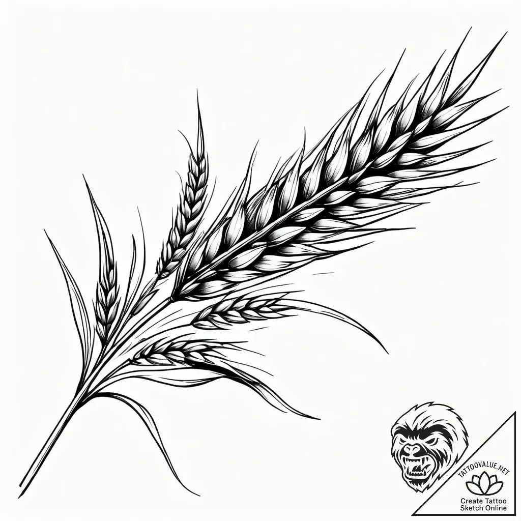 Ear of wheat, ink illustration for tattoo, sk... - style Jaeger Simple - tattoo sketch (10.11.2025 00:19)