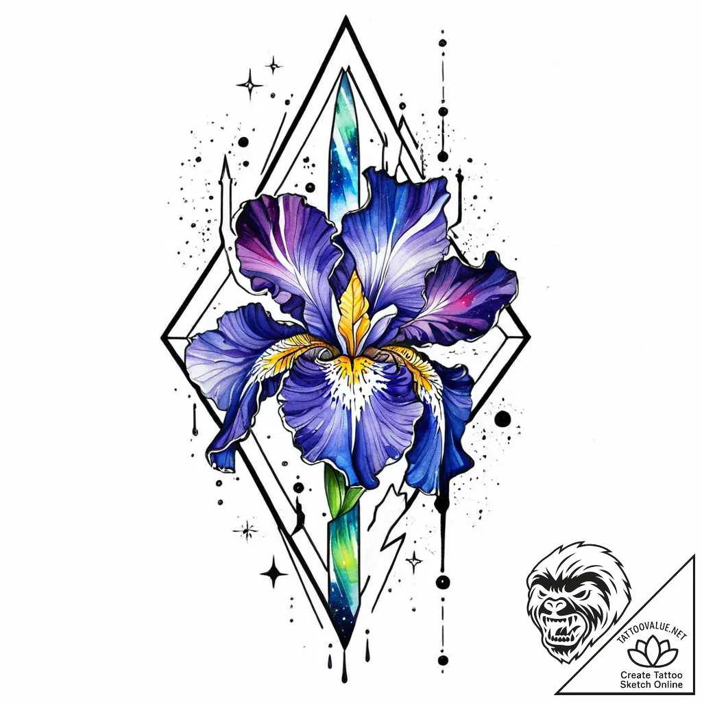 Iris of an eye showing a reflection of a gala... - style Jaeger Mini - tattoo sketch (10.11.2025 00:22)