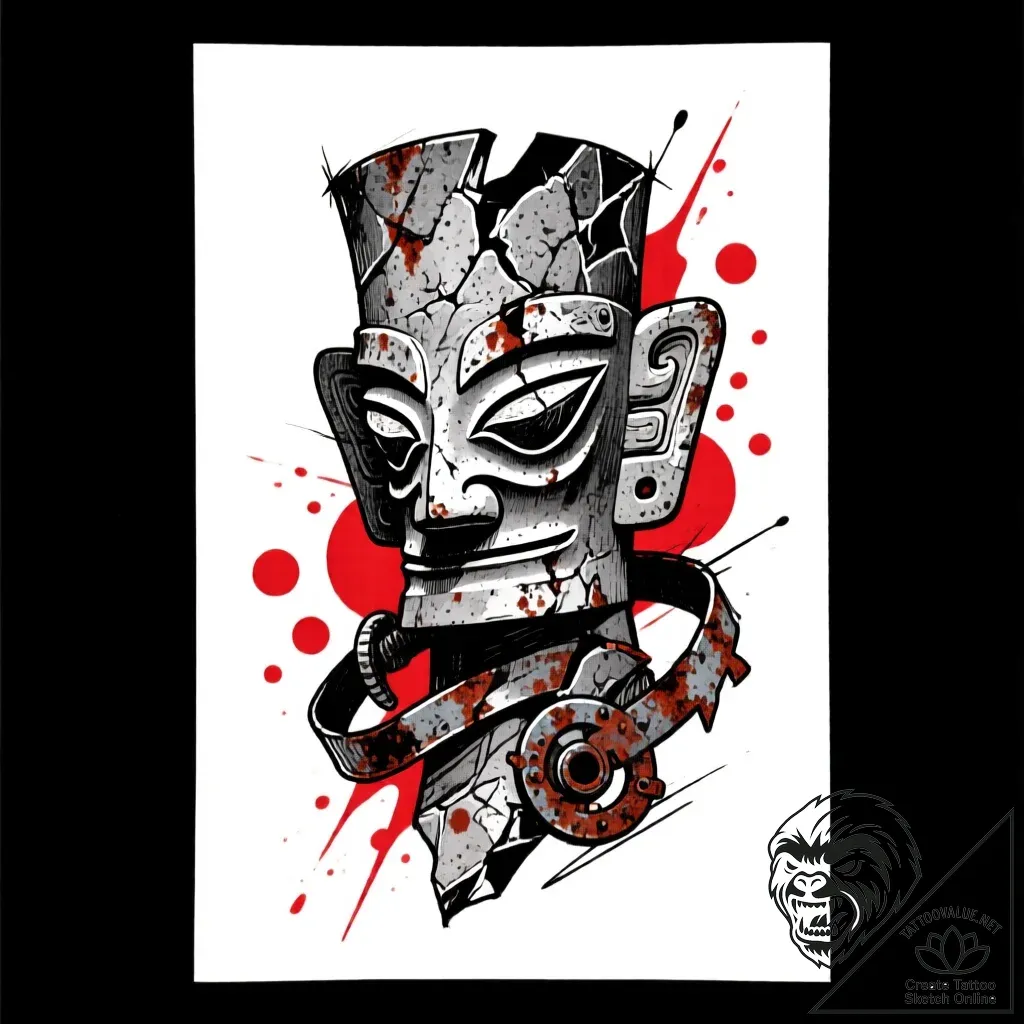 Pumpkin vine strangling relic, tattoo drawing... - style Flux Inscriptions - tattoo sketch (10.11.2025 00:40)