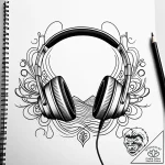 Headphones with visible sound waves flowing o… – style Jaeger Simple – tattoo sketch (10.11.2025 00:43)