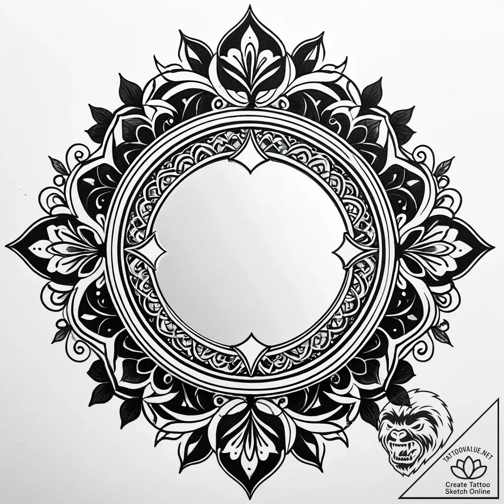 Dark mirror swallowing reflection, ink illust... - style Jaeger Simple - tattoo sketch (10.11.2025 00:54)