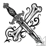 Dagger in woven bone, tattoo line art, on a c… – style Flux Inscriptions – tattoo sketch (10.11.2025 01:04)