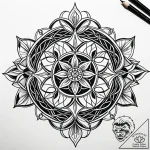 Yarn sigil beneath celestial bloom, tattoo dr… – style Jaeger Simple – tattoo sketch (10.11.2025 01:07)