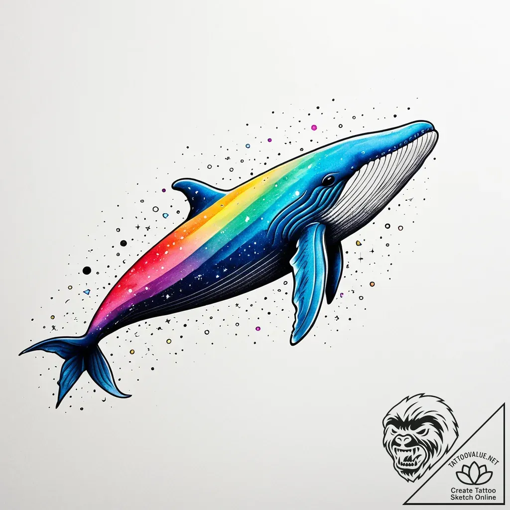 Cosmic whale with a galaxy painted on its bac... - style Jaeger Simple - tattoo sketch (10.11.2025 01:19)