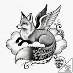 Angelic fox curled on cloud, tattoo sketch de… – style Flux Inscriptions – tattoo sketch (10.11.2025 01:52)