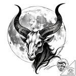 Horned helm beneath shattered moon, tattoo fl… – style Flux Inscriptions – tattoo sketch (10.11.2025 02:04)