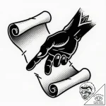 Shadow hand gripping ancient scroll, tattoo s… – style Flux Inscriptions – tattoo sketch (10.11.2025 02:28)