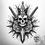 Dagger piercing a crown, symbolizing betrayal… – style Jaeger Simple – tattoo sketch (10.11.2025 02:31)