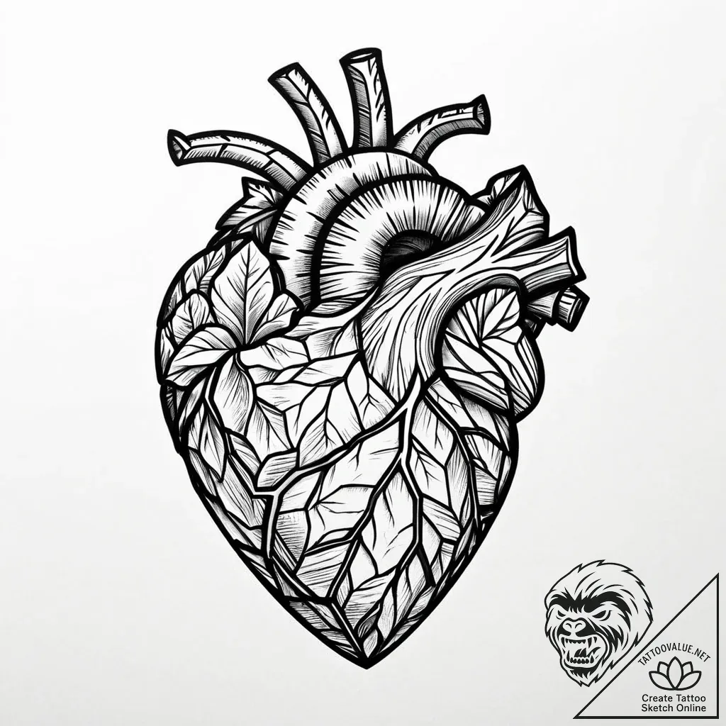 Anatomical heart encased in a crystal geode,... - style Jaeger Mini - tattoo sketch (10.11.2025 02:34)
