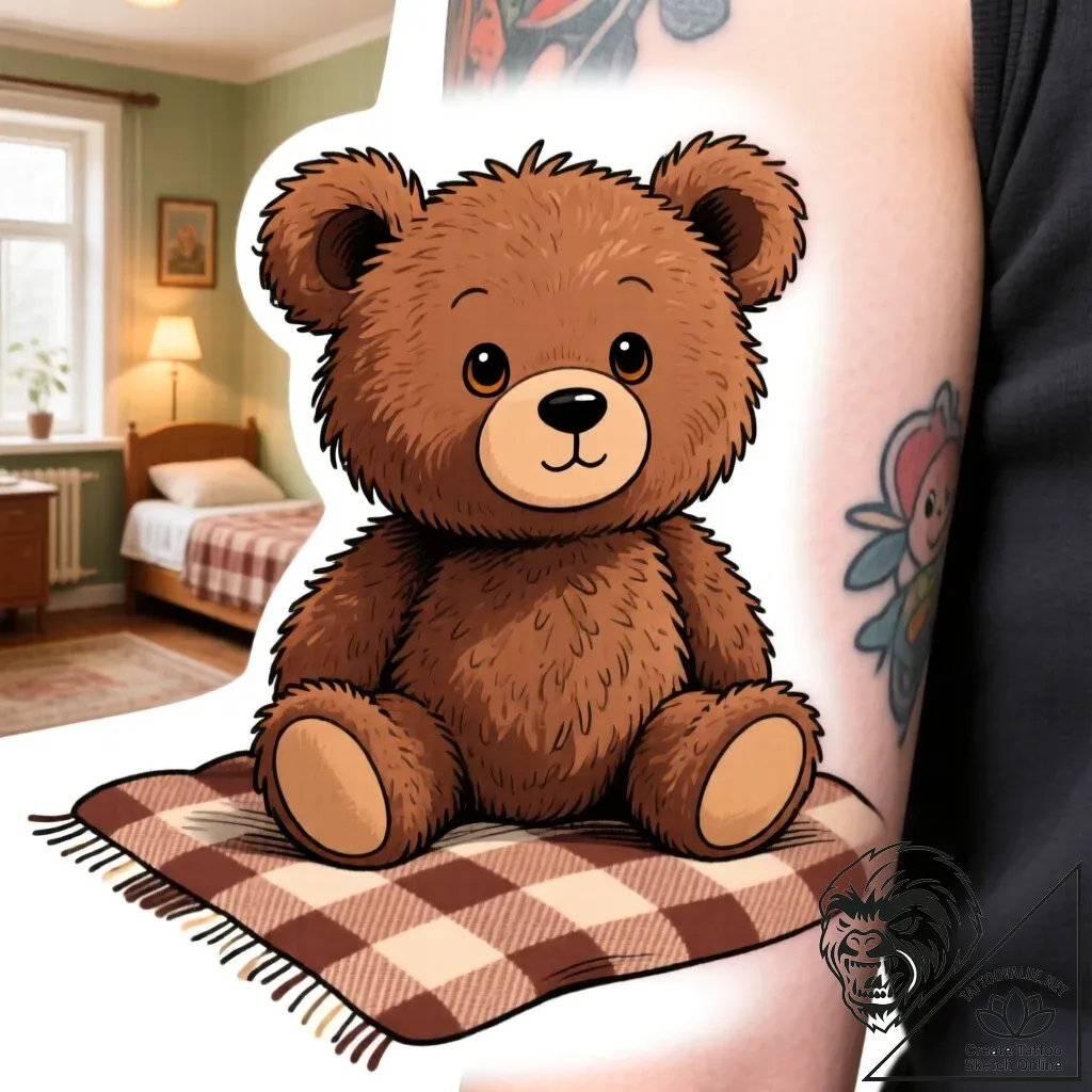Cheburashka - style Flux Inscriptions - tattoo sketch (10.11.2025 02:40)