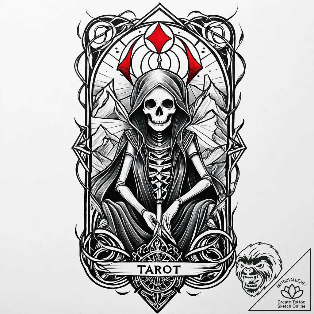 Tarot card (death) with a modern twist, artis... - style Jaeger Mini - tattoo sketch (10.11.2025 02:45)