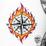 Runic compass surrounded by a circle of prote… – style Flux Inscriptions – tattoo sketch (10.11.2025 02:52)