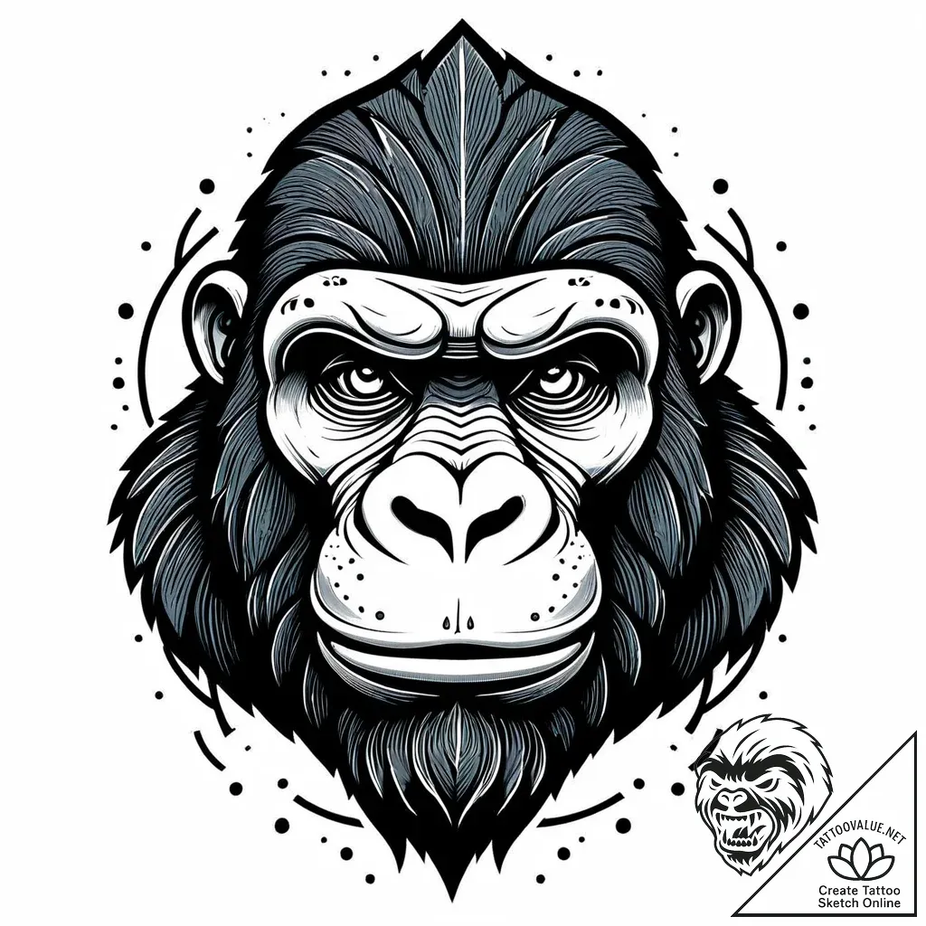 Gorilla, tattoo flash sheet design, bold outl... - style Jaeger Mini - tattoo sketch (10.11.2025 02:57)