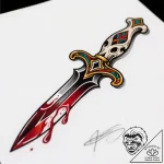 Blood-forged dagger with a handle of carved b… – style Flux Inscriptions – tattoo sketch (10.11.2025 03:04)