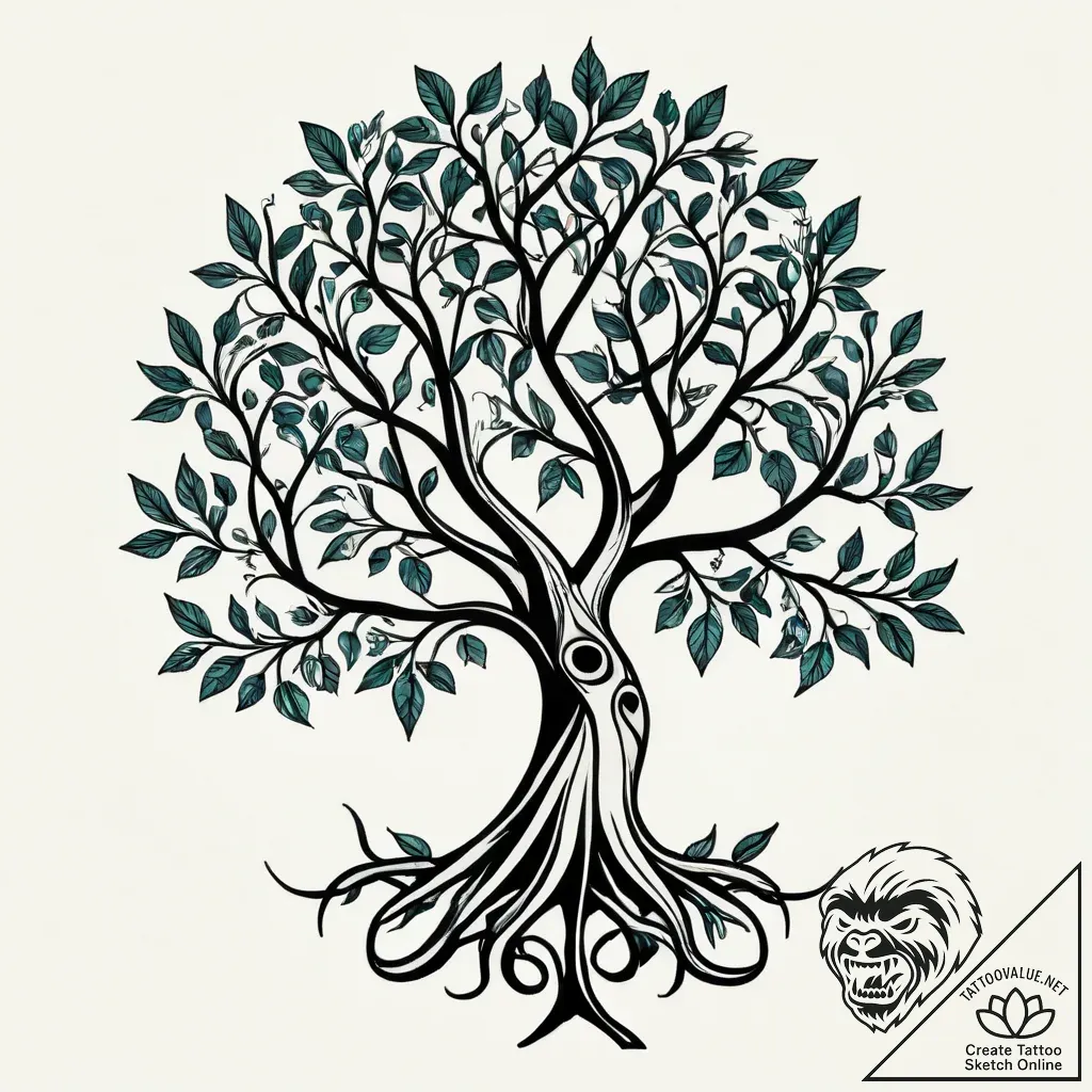 Tree of bones beneath celestial bloom, concep... - style Jagger Old - tattoo sketch (10.11.2025 03:25)