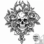 Burning roses entwining skeletal tree, ink il… – style Jaeger Mini – tattoo sketch (10.11.2025 03:34)