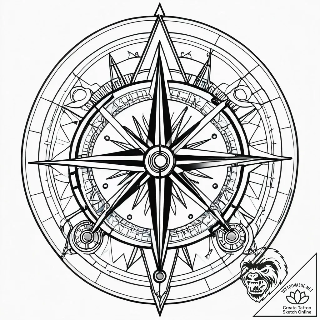 Tat tattoo sketch, architectвђ™s compass draw... - style Jagger Old - tattoo sketch (10.11.2025 03:36)