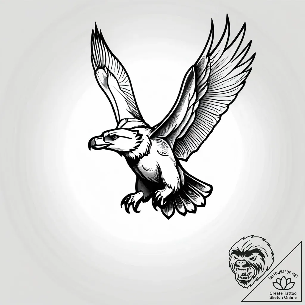 Tattoo sketch, brother bear with flying eagle... - style Jagger Old - tattoo sketch (10.11.2025 04:12)