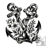 Tattoo sketch, crossed anchors entwined with… – style Flux Inscriptions – tattoo sketch (10.11.2025 04:16)