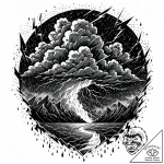 Tat tattoo sketch, storm clouds swirling with… – style Jaeger Mini – tattoo sketch (10.11.2025 04:21)
