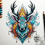 Arcane stag standing in rune fog, ink illustr… – style Jaeger Simple – tattoo sketch (10.11.2025 04:30)