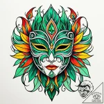 Emerald mask bound in roots, ink illustration… – style Jaeger Simple – tattoo sketch (10.11.2025 04:42)