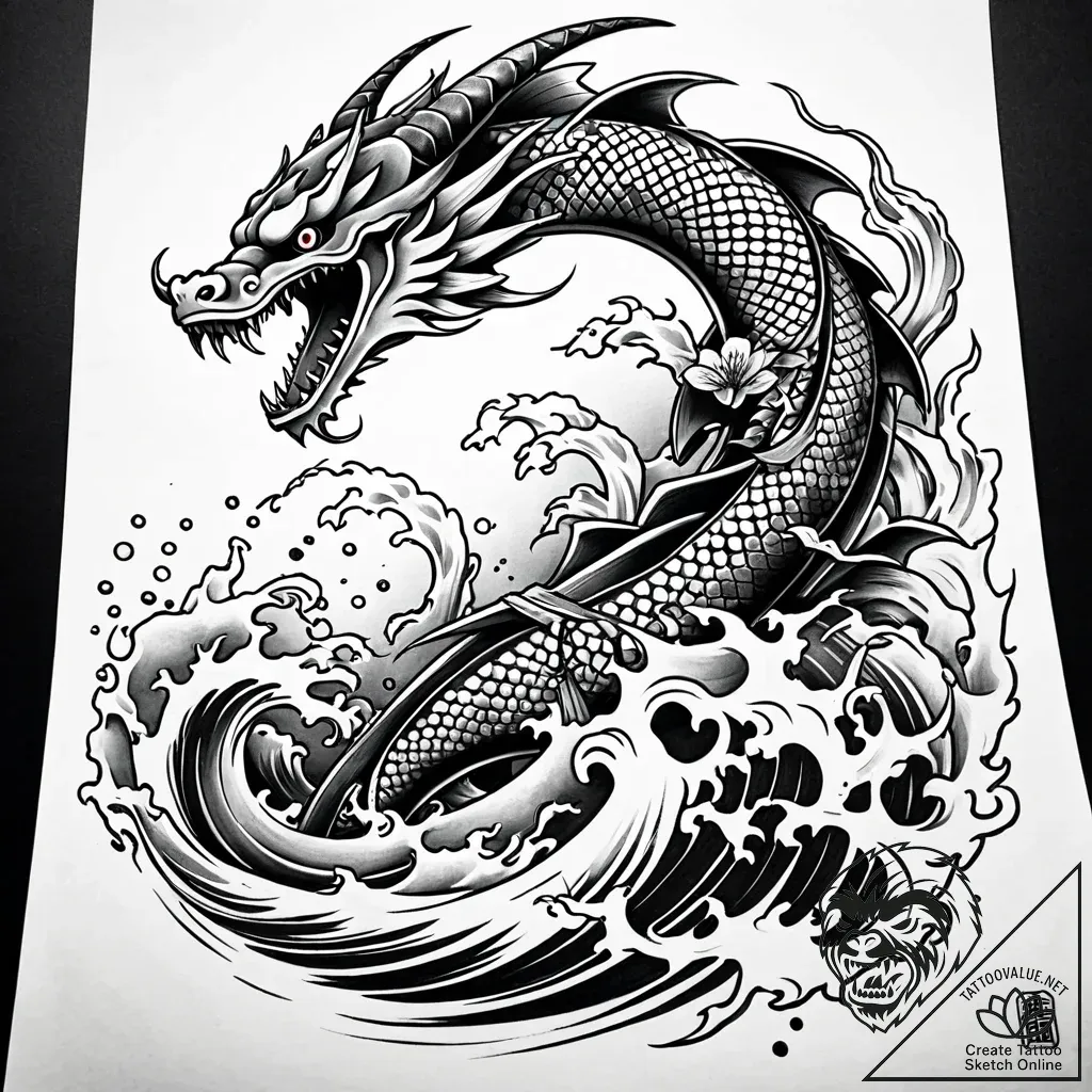 Scythe, cold and sharp, resting on a pile of... - style Jaeger Simple - tattoo sketch (10.11.2025 04:54)