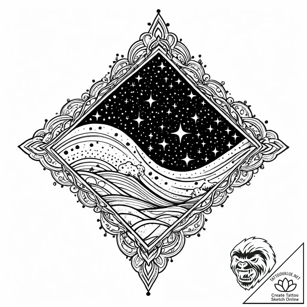 Milky way, ink illustration for tattoo, sepia... - style Jaeger Mini - tattoo sketch (10.11.2025 05:09)
