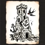 Tower of babel, unfinished and crumbling, tat… – style Flux Inscriptions – tattoo sketch (10.11.2025 05:16)