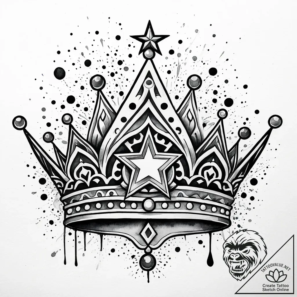 Jade relic crowned with stars, tattoo sketch... - style Jaeger Simple - tattoo sketch (10.11.2025 05:19)