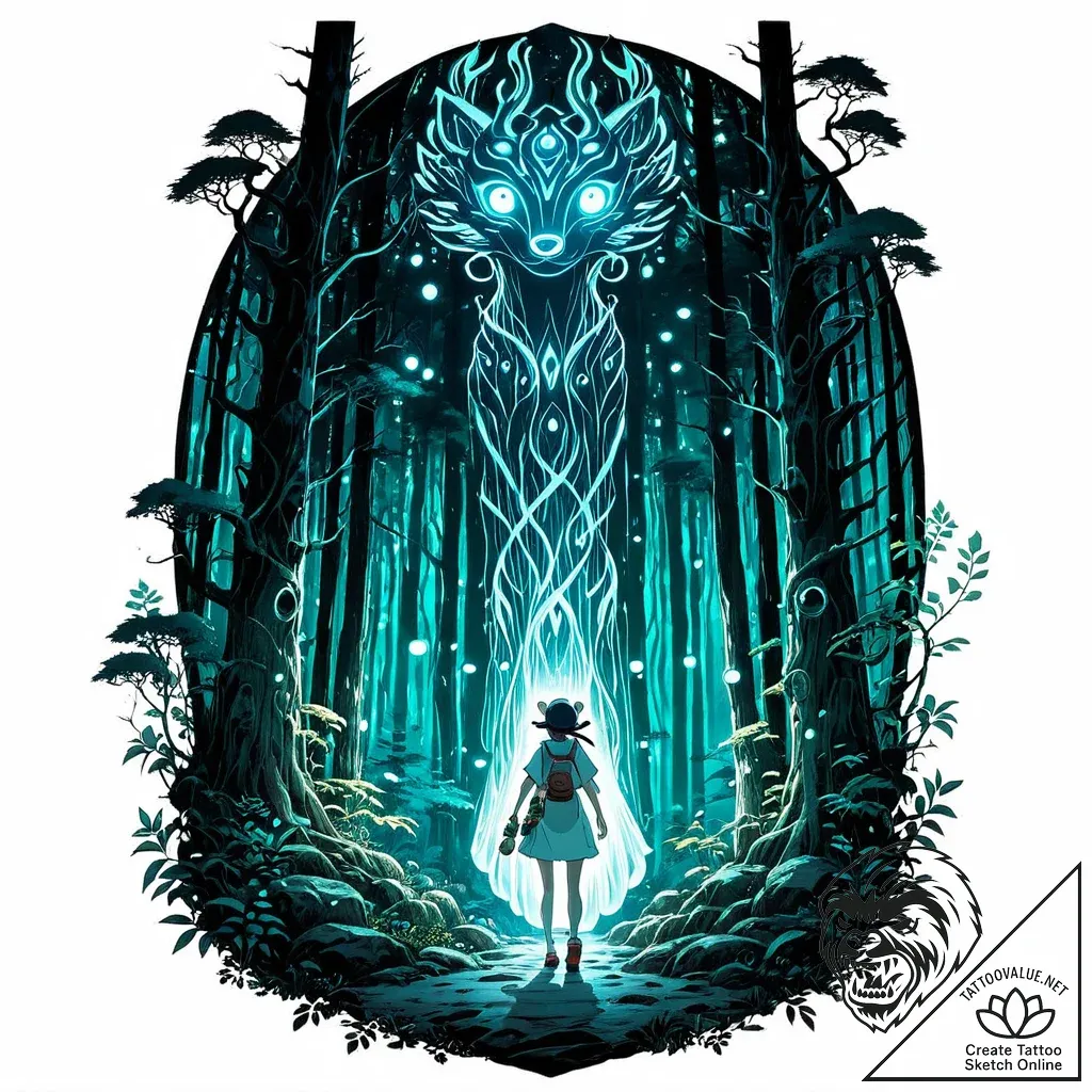 The forest spirits (kodama) from princess mon... - style Jaeger Mini - tattoo sketch (10.11.2025 05:21)