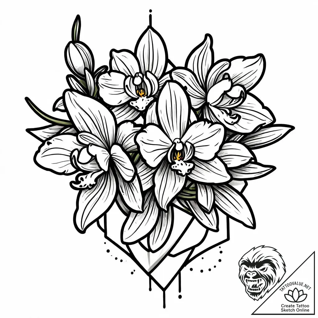 Orchid, tattoo sketch design, minimalist appr... - style Jaeger Mini - tattoo sketch (10.11.2025 05:46)
