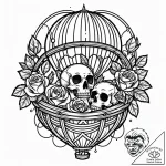 A whimsical hot air balloon basket with anima… – style Jaeger Mini – tattoo sketch (10.11.2025 05:58)
