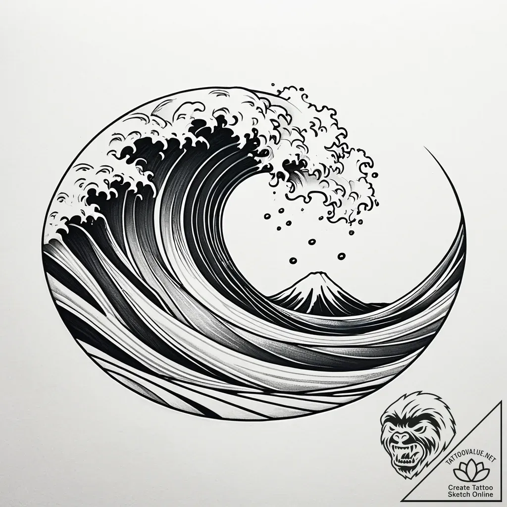Tattoo sketch, minimalist wave with negative... - style Jaeger Simple - tattoo sketch (10.11.2025 06:19)