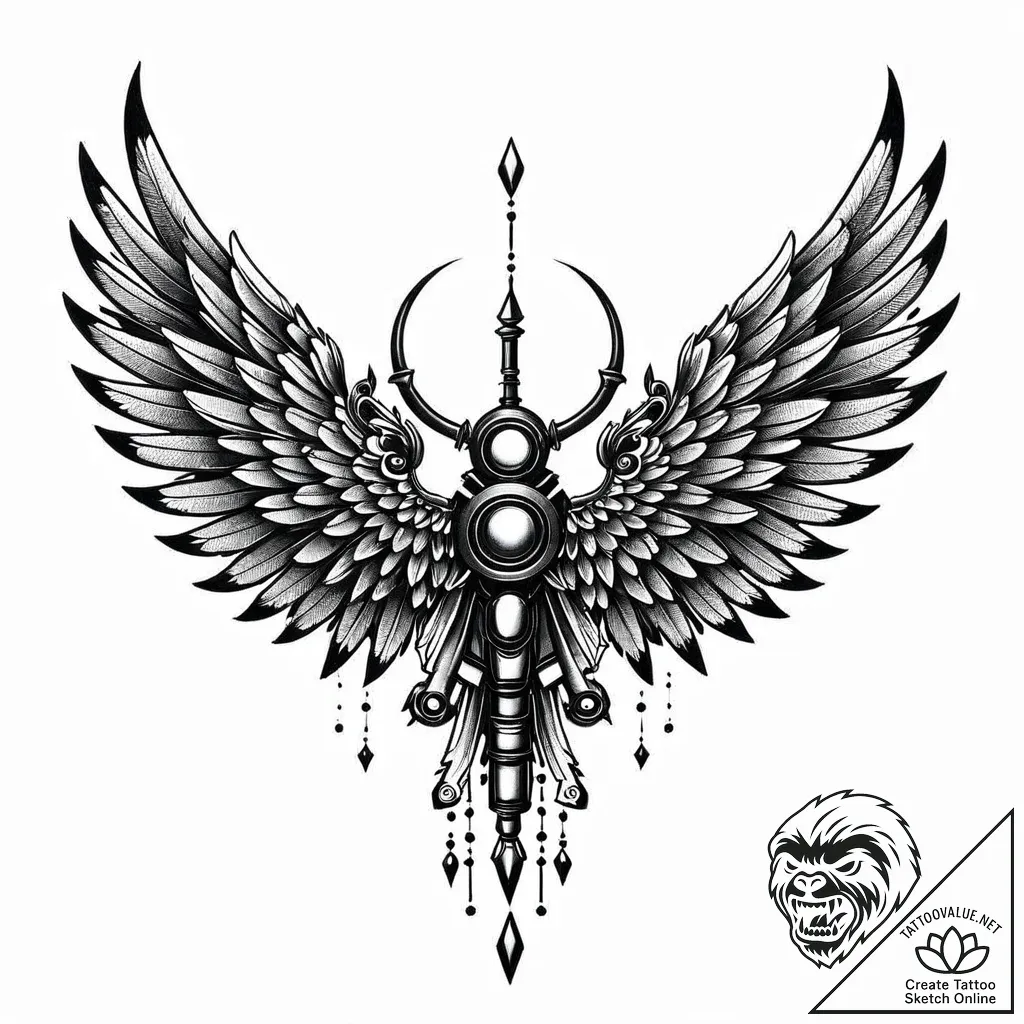 Icarus with mechanical wings, tattoo flash sh... - style Jaeger Mini - tattoo sketch (10.11.2025 06:22)