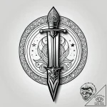 Dagger between twin moons, ink illustration f… – style Jagger Old – tattoo sketch (10.11.2025 06:25)