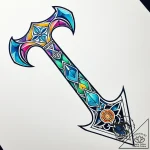 God of war’s leviathan axe, glowing with fros… – style Jaeger Simple – tattoo sketch (10.11.2025 06:43)