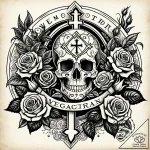 Tat tattoo sketch, vegetarian emblem with veg… – style Jaeger Simple – tattoo sketch (10.11.2025 07:06)