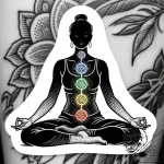 Yoga pose silhouette, with the chakras glowin… – style Flux Inscriptions – tattoo sketch (10.11.2025 07:16)