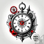 A detailed broken antique clock, stopped,, ar… – style Jagger Old – tattoo sketch (10.11.2025 07:25)