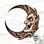Moon, ink illustration for tattoo, on a clean… – style Flux Inscriptions – tattoo sketch (10.11.2025 07:28)