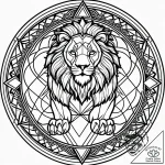 Animated lion leaping through mirror, tattoo… – style Jaeger Simple – tattoo sketch (10.11.2025 07:30)