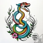 Nascent serpent coiled in bloom, ink illustra… – style Jagger Old – tattoo sketch (10.11.2025 07:49)