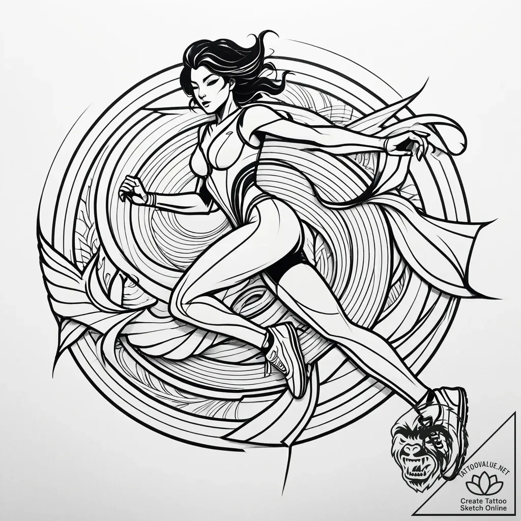 Eskizto, tattoo sketch, dash running with spe... - style Jaeger Simple - tattoo sketch (10.11.2025 07:54)