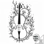 Cello with its strings turning into blossomin… – style Jaeger Mini – tattoo sketch (10.11.2025 07:57)